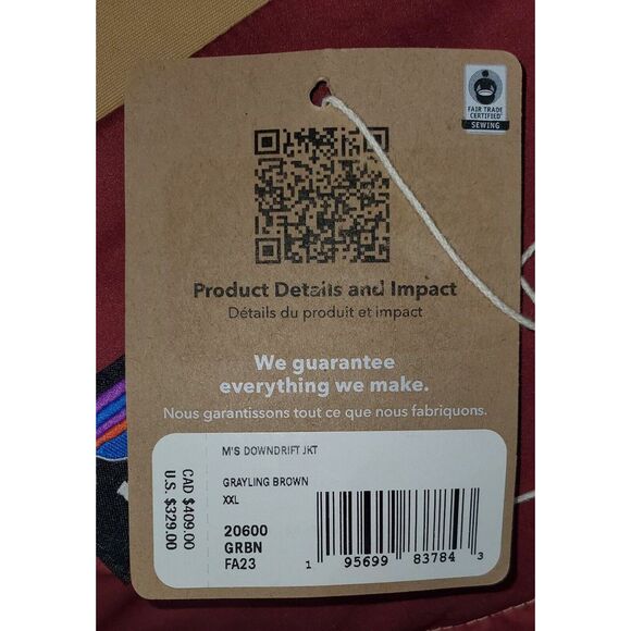 New Patagonia Hooded Downdrift Jacket Coat Grayling Brown Men's Sz XXLarge $329 - Picture 4 of 11